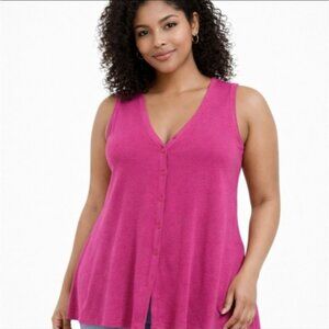 ZARA Sleeveless Button-Front Knit Top / Vest – Pink